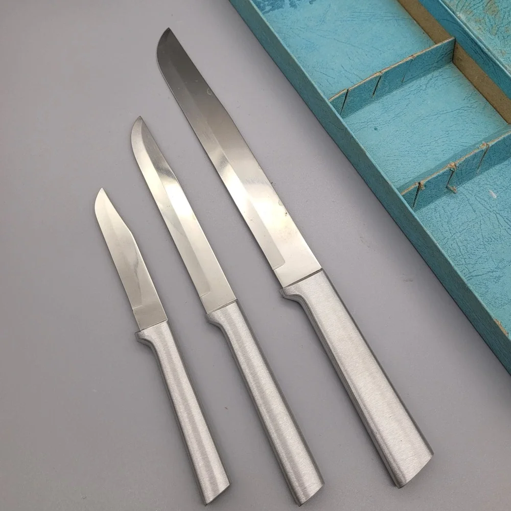 Vintage‎ Rada Mfg 3 pc Aluminum Cutlery Knife Set with Original Box